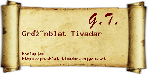 Grünblat Tivadar névjegykártya